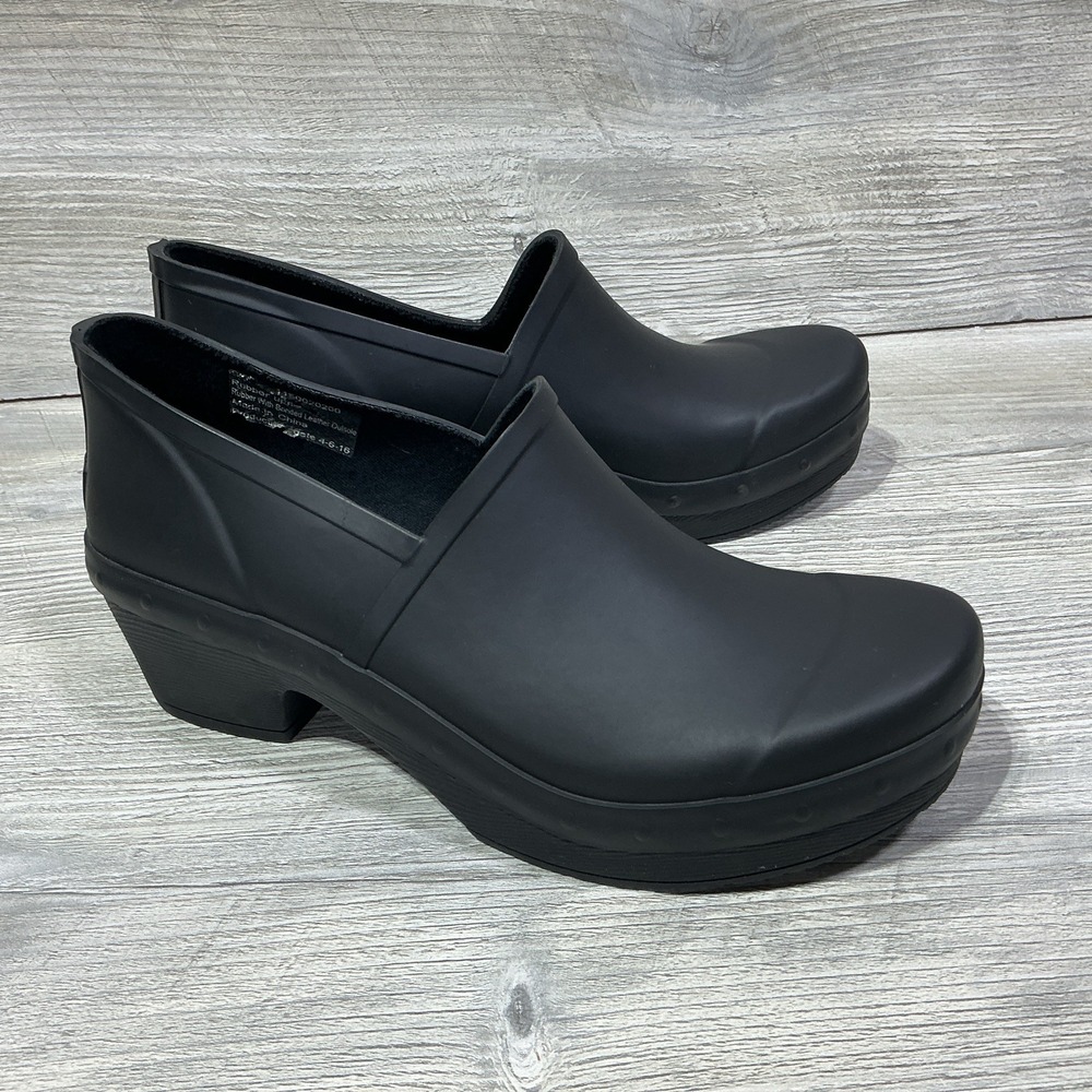 Dansko Rubber Shoes EU 39 US 8.5-9 Richelle Platform Black Clogs Heels Sturdy